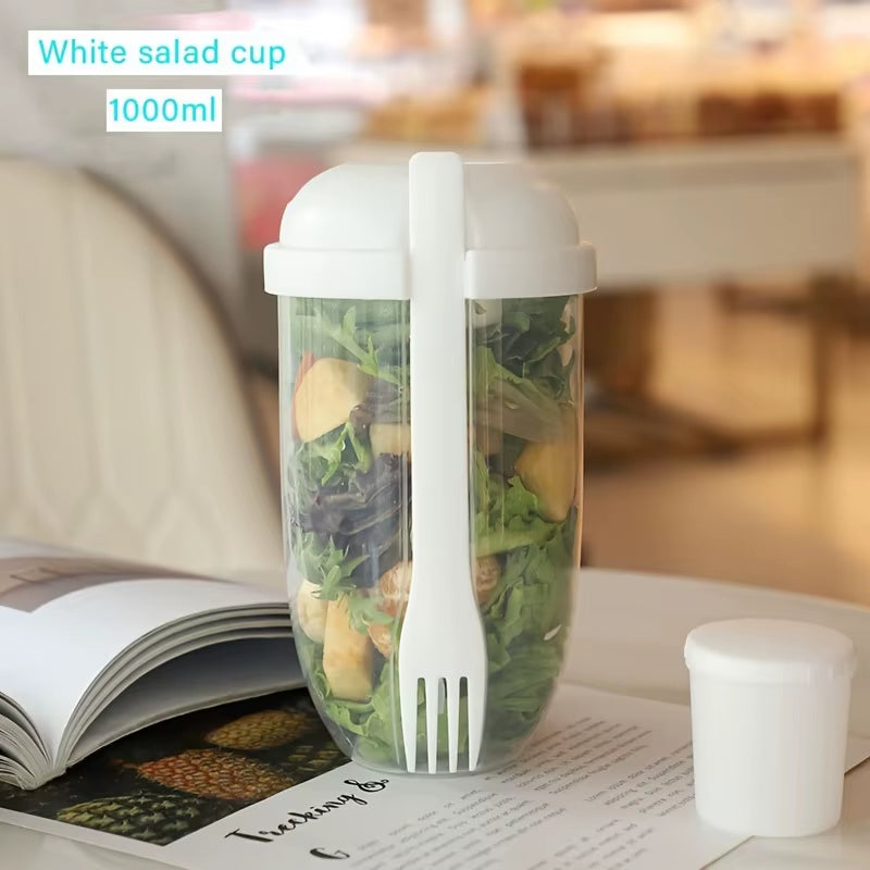 Elevate Your Meals with the Ultimate Portable Salad & Breakfast Cup - Leak-Proof Bento Box with Fork & Sauce Container for On-the-Go Dining!