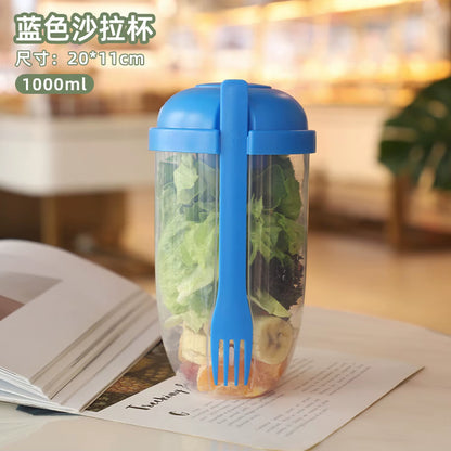 Elevate Your Meals with the Ultimate Portable Salad & Breakfast Cup - Leak-Proof Bento Box with Fork & Sauce Container for On-the-Go Dining!