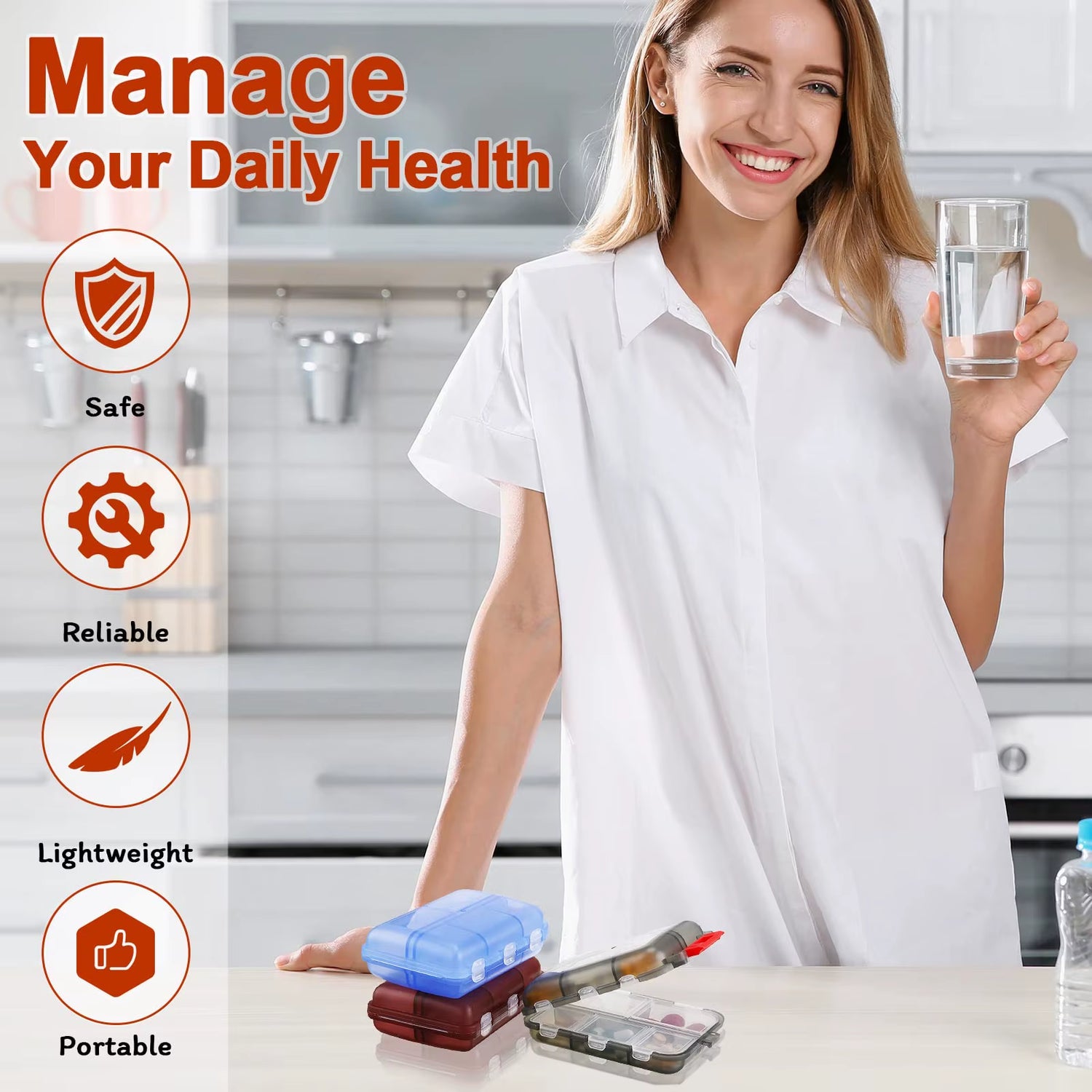 Travel Smart with Our Compact 10-Compartment Pill Organizer – Your Essential Companion for Daily Vitamins and Medications