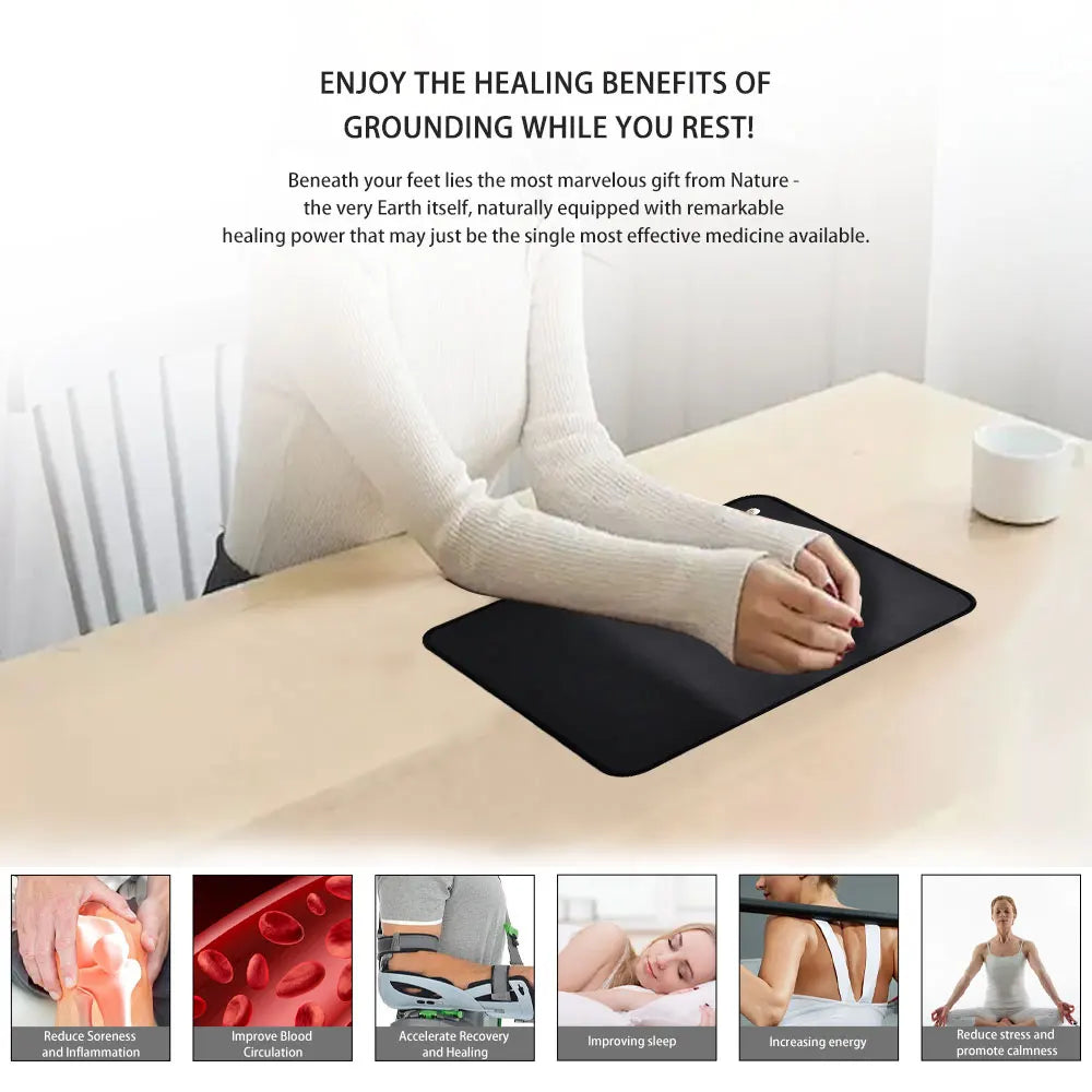 Transform Your Well-Being with the Chair Grounding Mat & Earthing Mouse Pad - Sleep Better, Relieve Pain, and Reduce Stress with 16.4Ft Grounding Cord