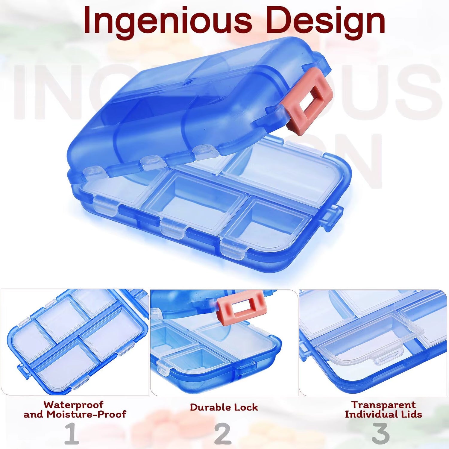 Travel Smart with Our Compact 10-Compartment Pill Organizer – Your Essential Companion for Daily Vitamins and Medications