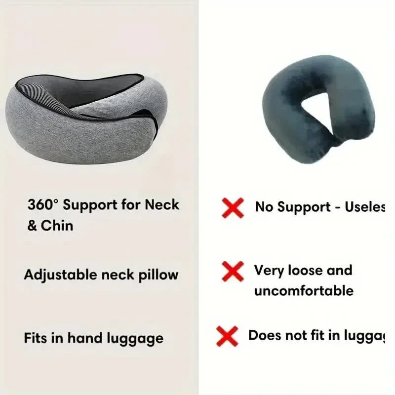 Transform Your Travel Experience with the Ultimate Adjustable Memory Foam Neck Pillow - Say Goodbye to Neck Pain and Hello to Comfort!