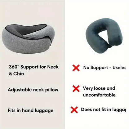 Transform Your Travel Experience with the Ultimate Adjustable Memory Foam Neck Pillow - Say Goodbye to Neck Pain and Hello to Comfort!