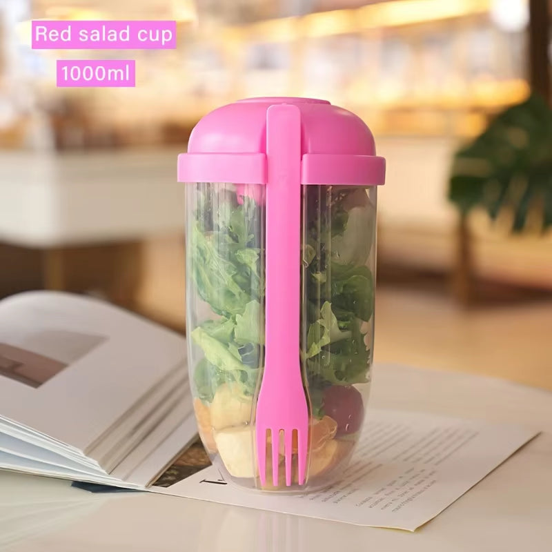 Elevate Your Meals with the Ultimate Portable Salad & Breakfast Cup - Leak-Proof Bento Box with Fork & Sauce Container for On-the-Go Dining!